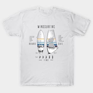 Windsurfing Gear Board Sail Drawing Lexicon Legend T-Shirt